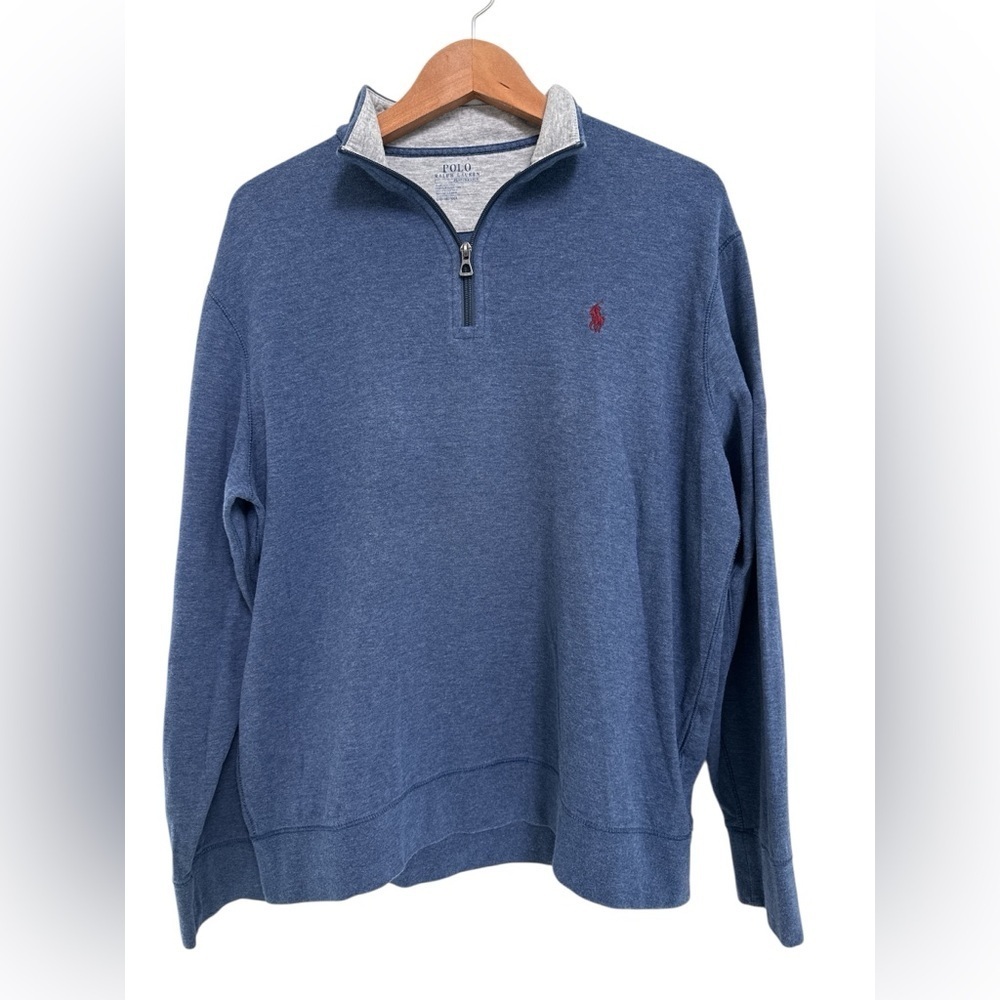 Polo Ralph Lauren Performance Long Sleeve 1/4 Zip Sweater Blue Heather Jersey